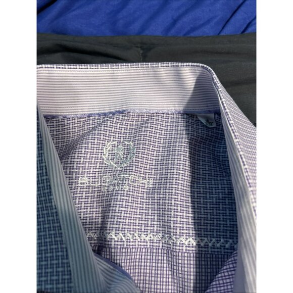 Bugatchi Uomo Button Shirt Mens Size XL Purple Geometric Long Sleeve 18 34-35 - Picture 4 of 5